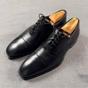 Magnanni Frederico Black Leather Apron Toe Oxfords